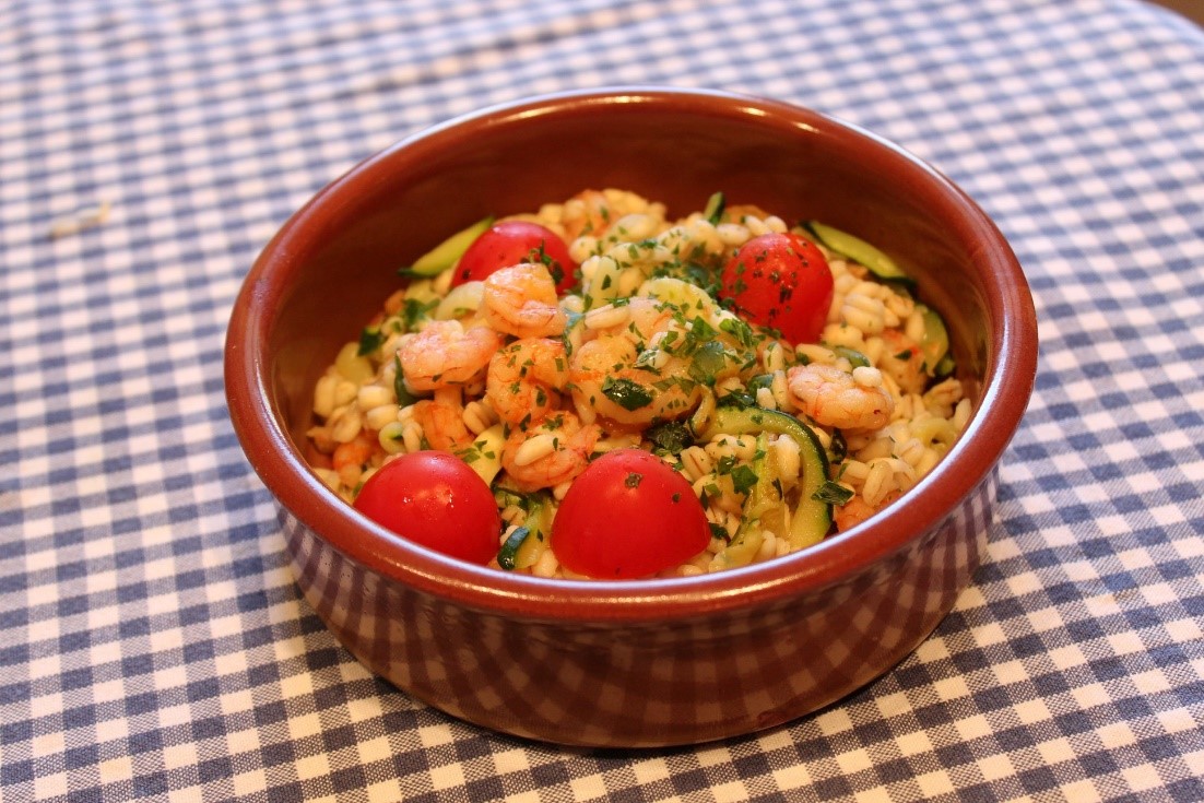 Orzo zucchine e gamberetti - durata 20/25 min